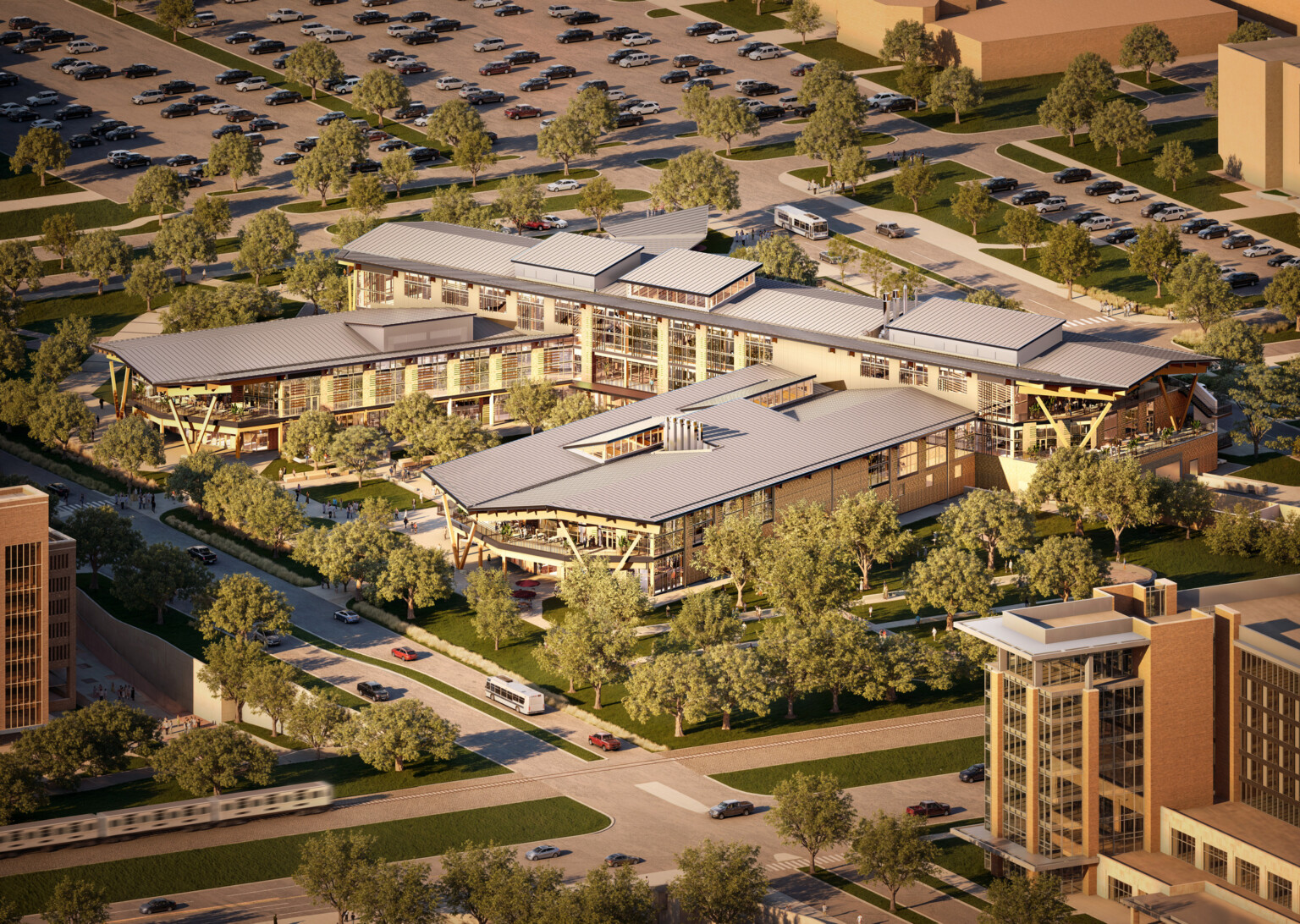 Texas A&M University Aplin Center aerial architectural rendering