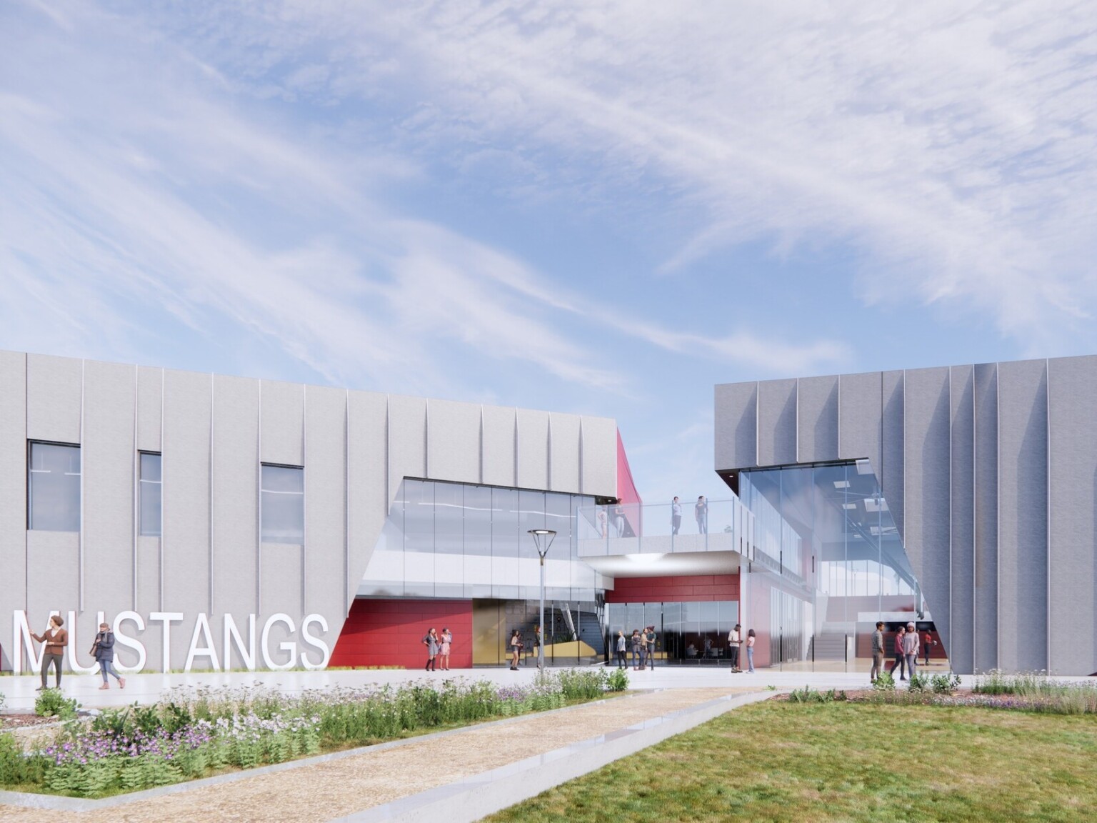 design concept for new Human Performance and Kinesiology school in California; exterior facade blading for passive cooling