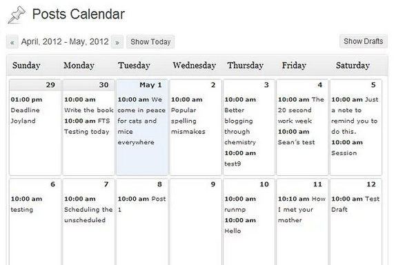 content calendar